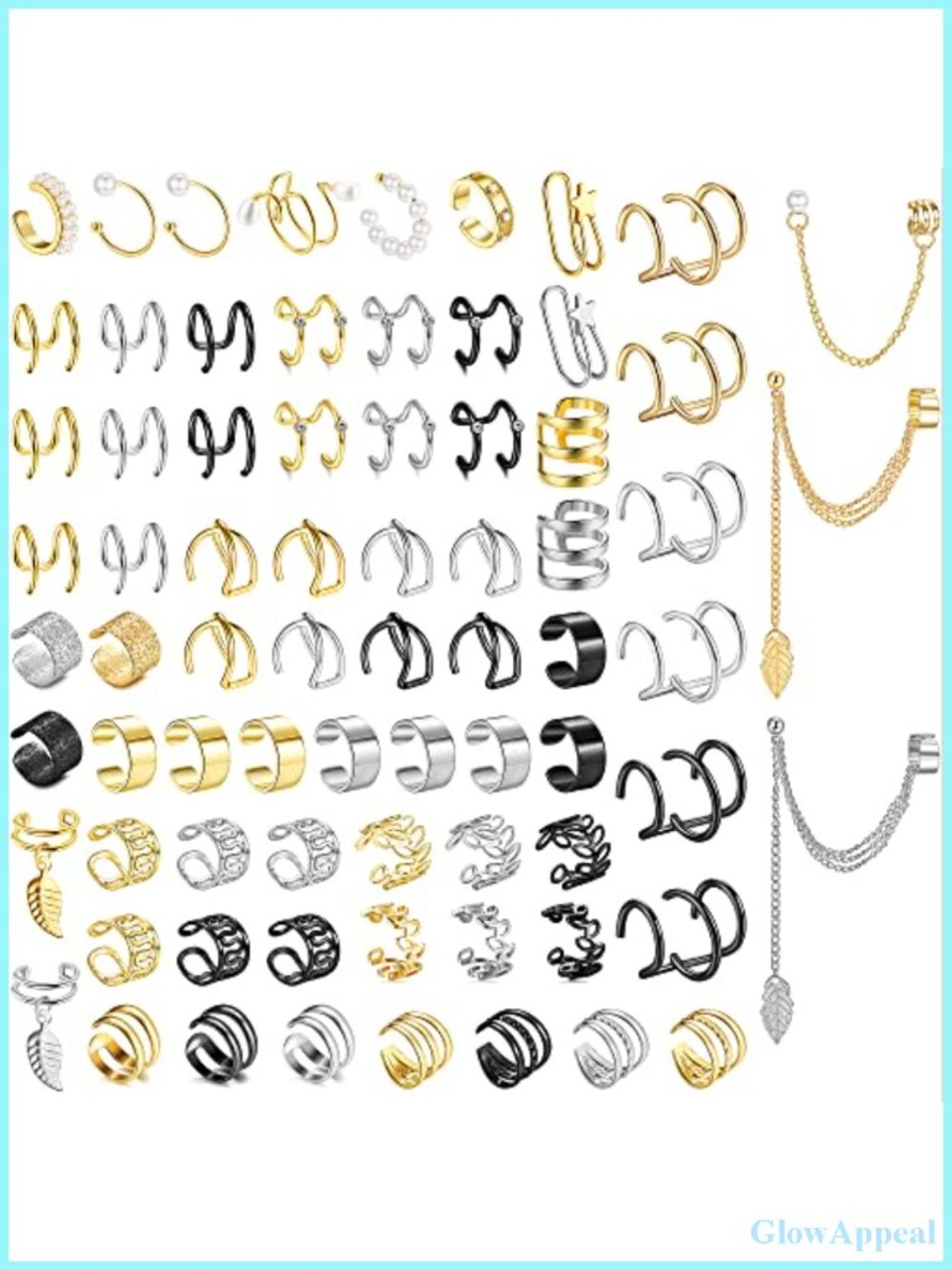 73 PCS Non Piercing Ear Cuff Set for Women Cartilage Clip On Earrings